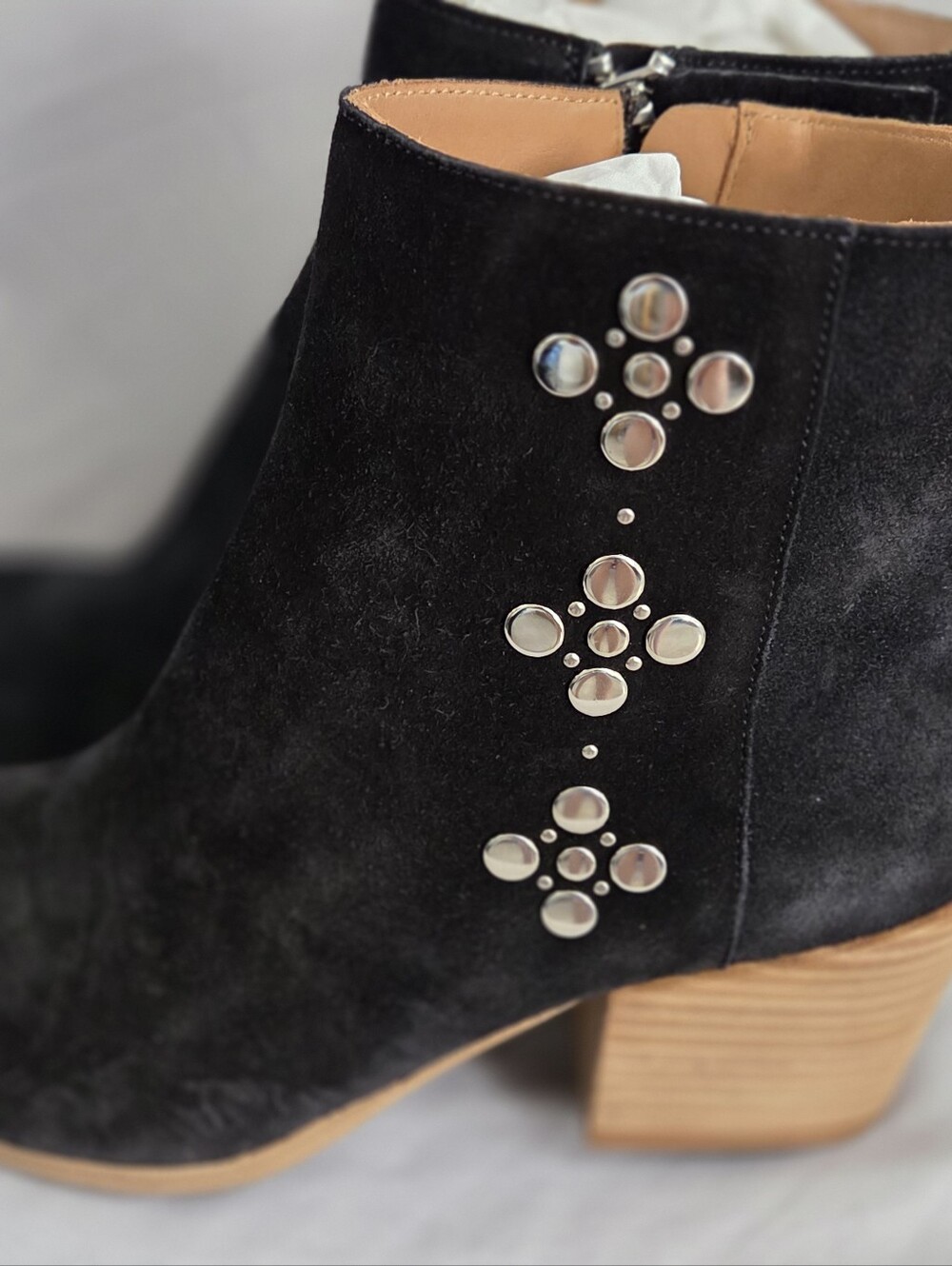 Women's Frye Black Suede Studded Ankle Boots